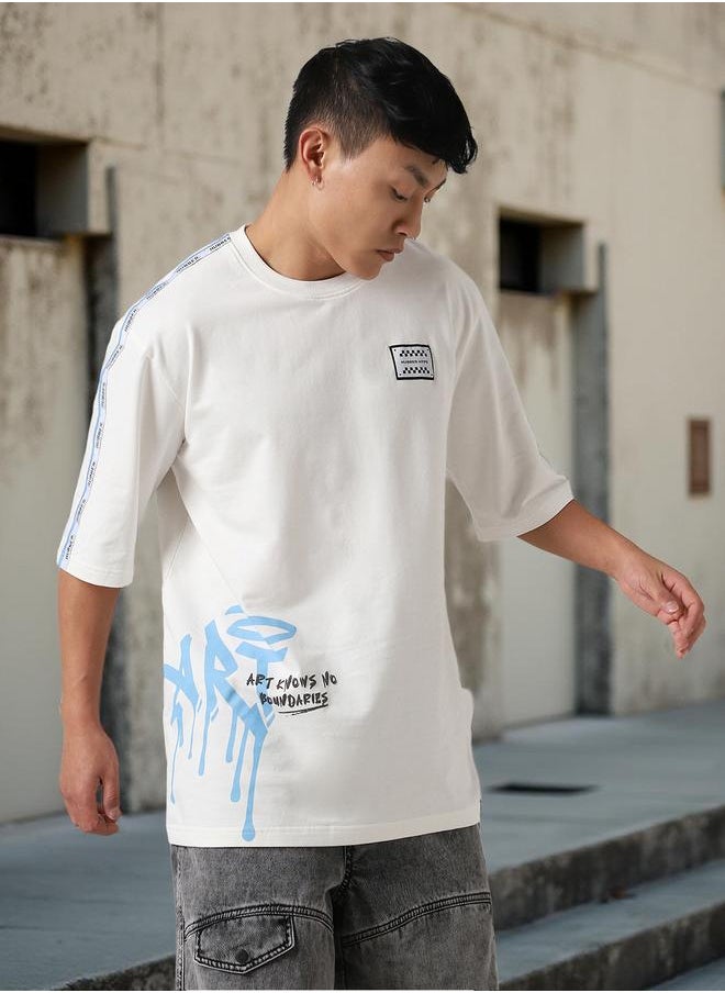 Men Cyborg Graphic Printed Round Neck Cotton Oversized T-shirt