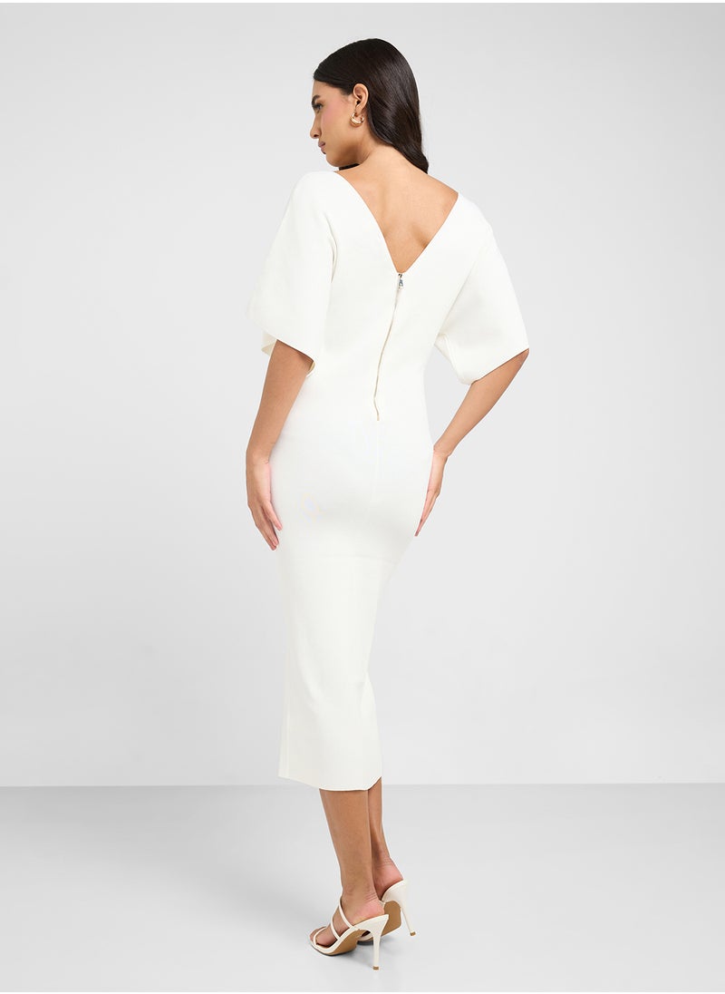 Rebexxa Neck Knitted Midi Dress