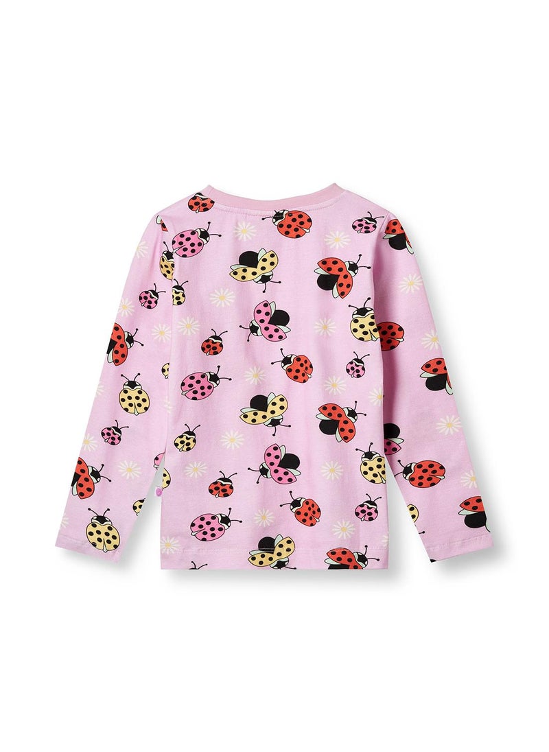 Long-sleeved top with ladybirds
