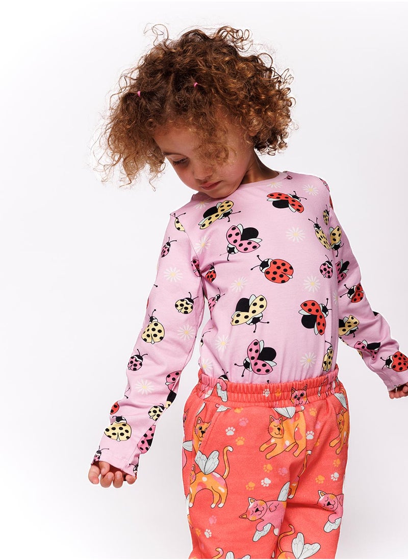 Long-sleeved top with ladybirds