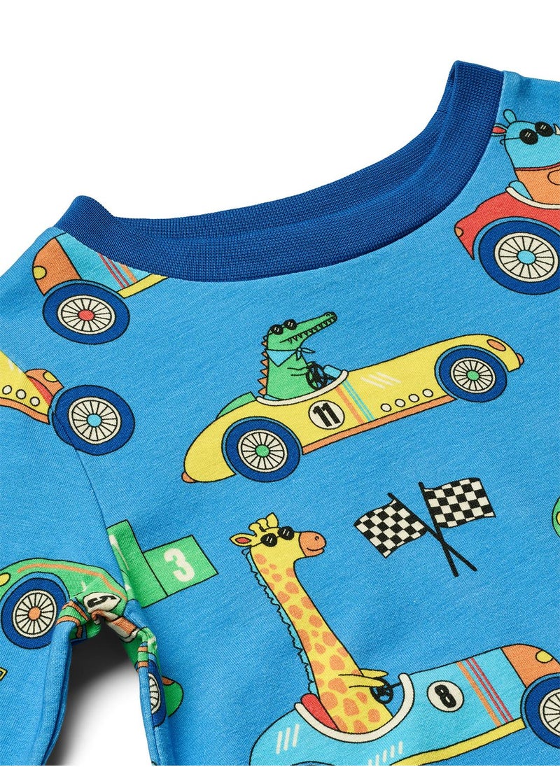 Long-sleeved top with race cars