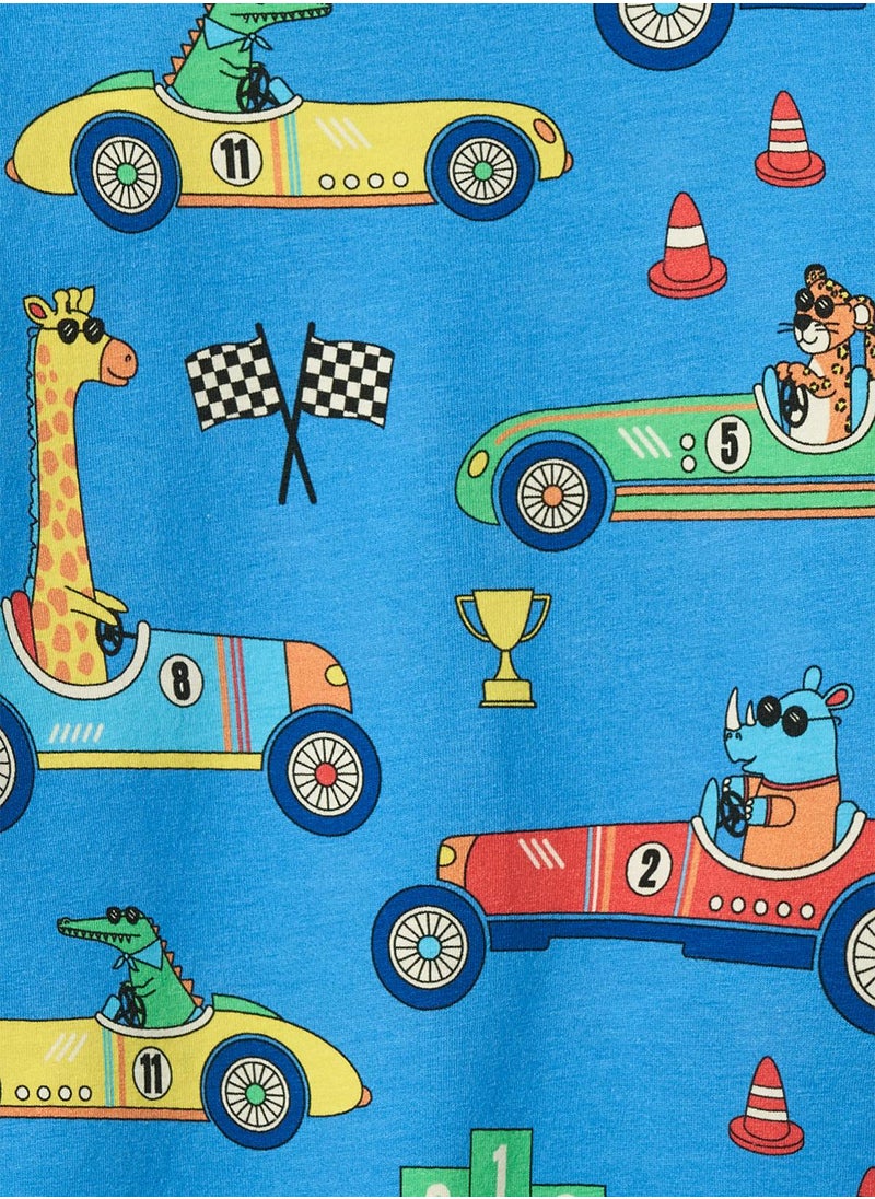 Long-sleeved top with race cars