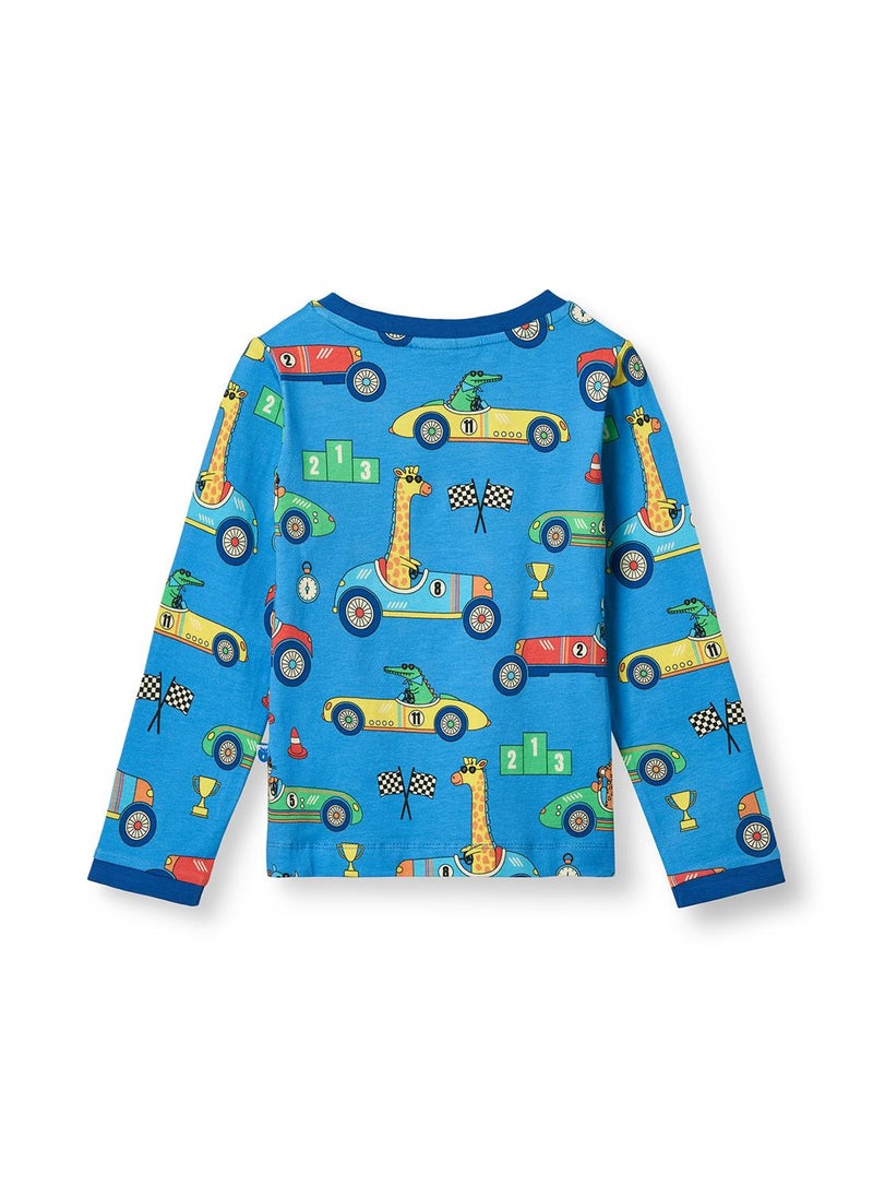 Long-sleeved top with race cars