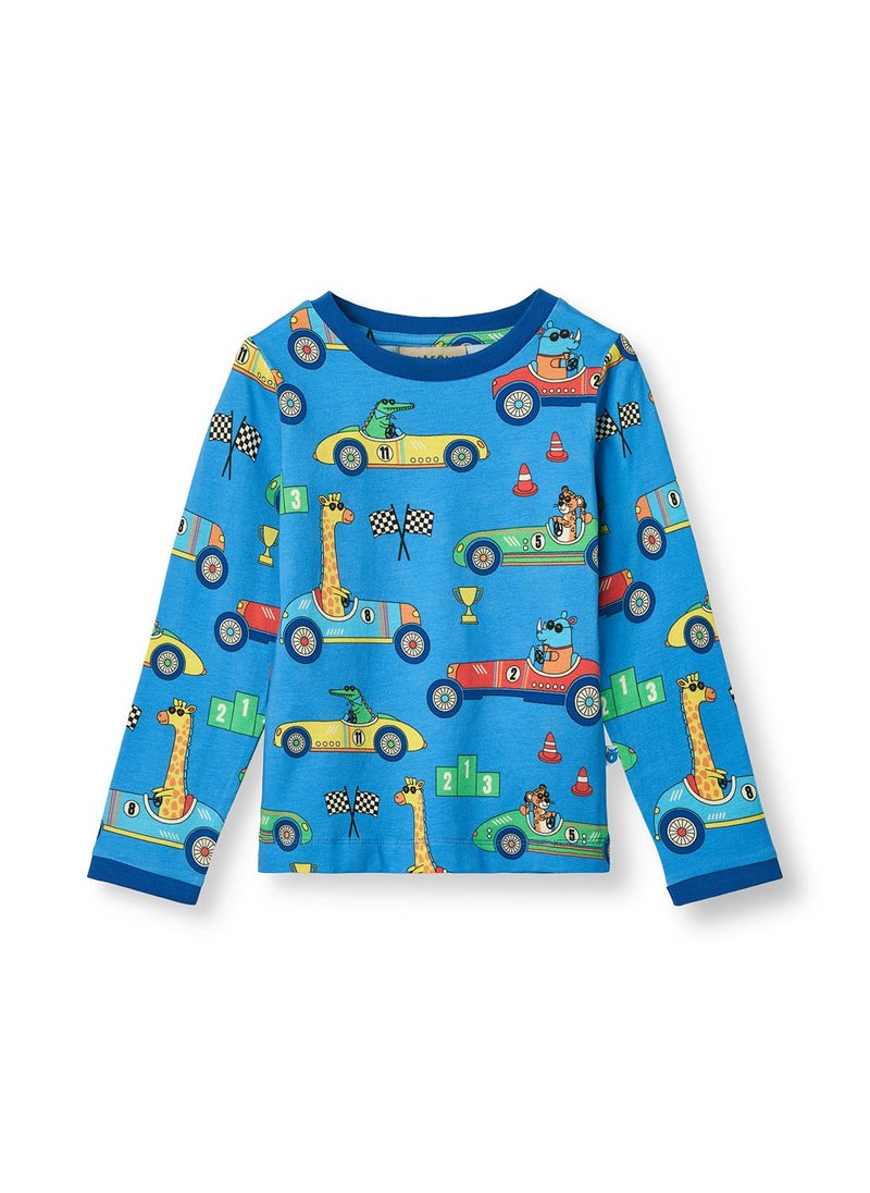 Long-sleeved top with race cars