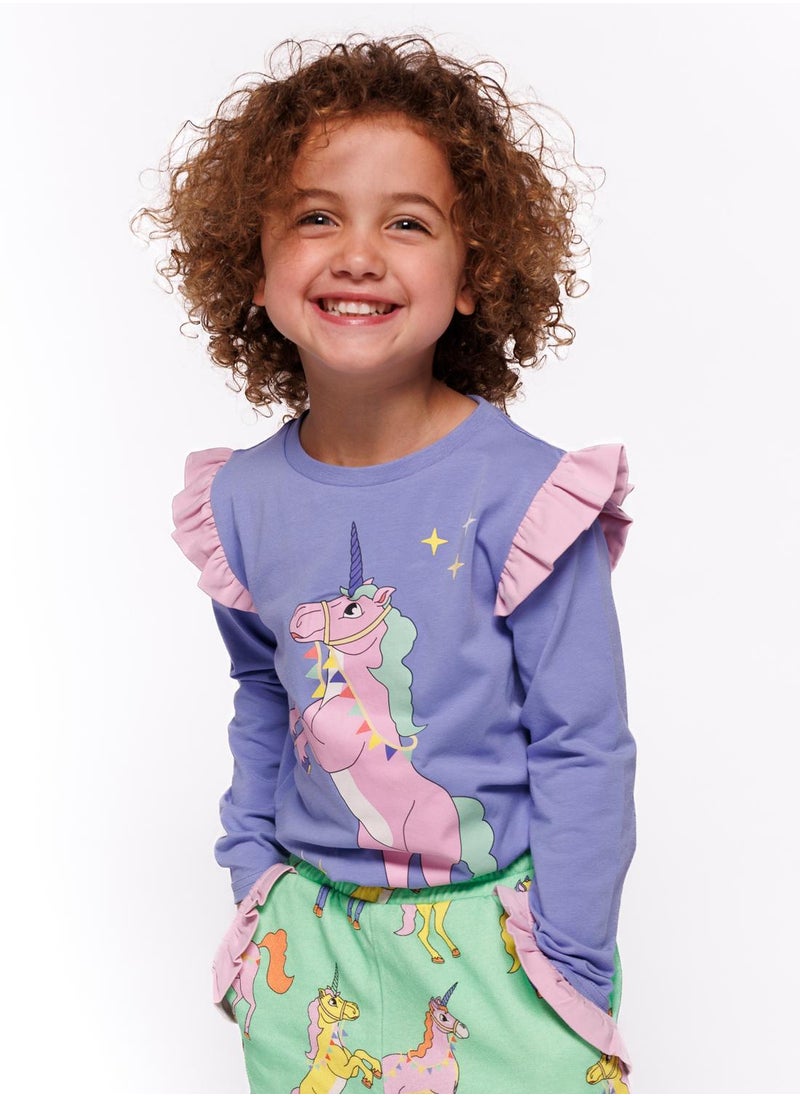 Long-sleeved top with unicorn