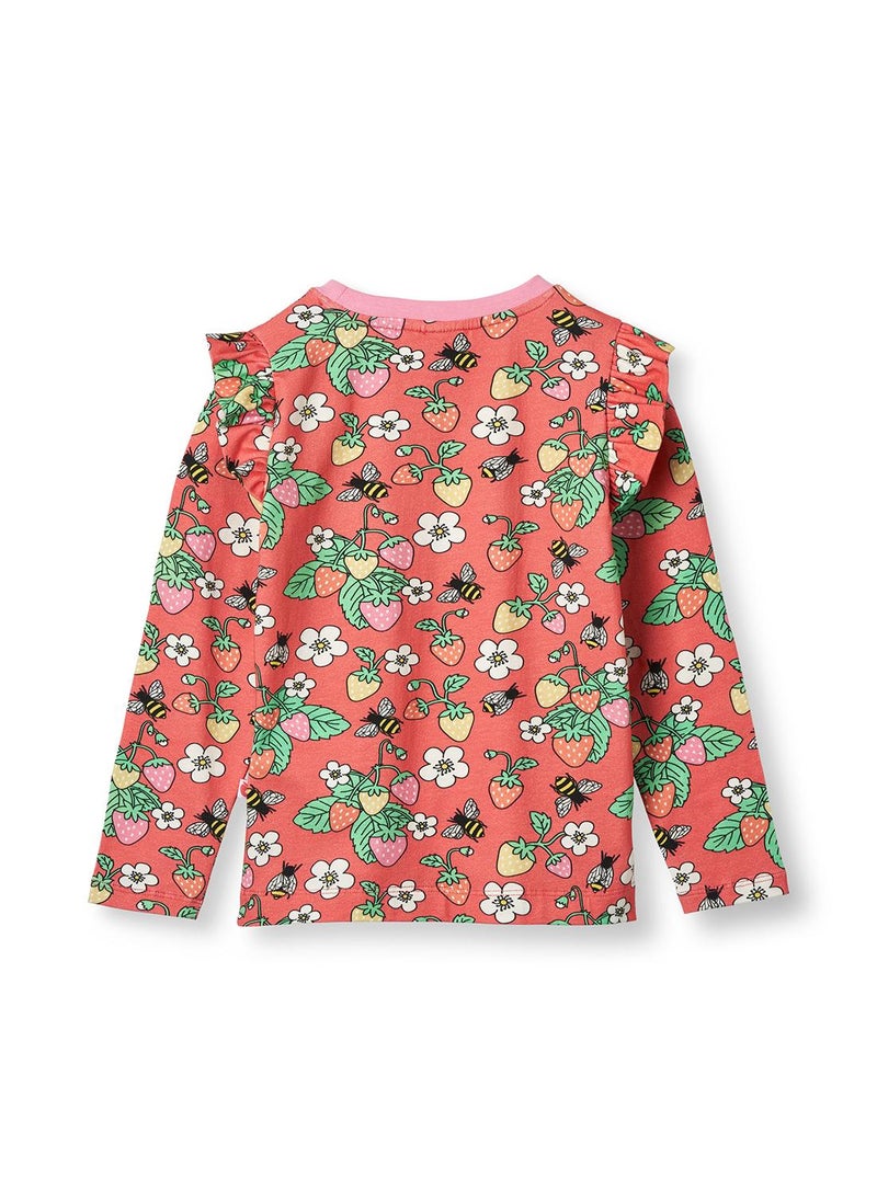 Long-sleeved top with strawberries