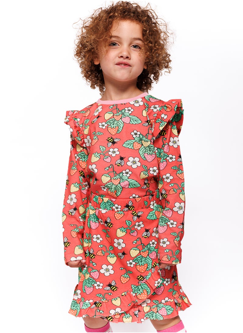 Long-sleeved top with strawberries