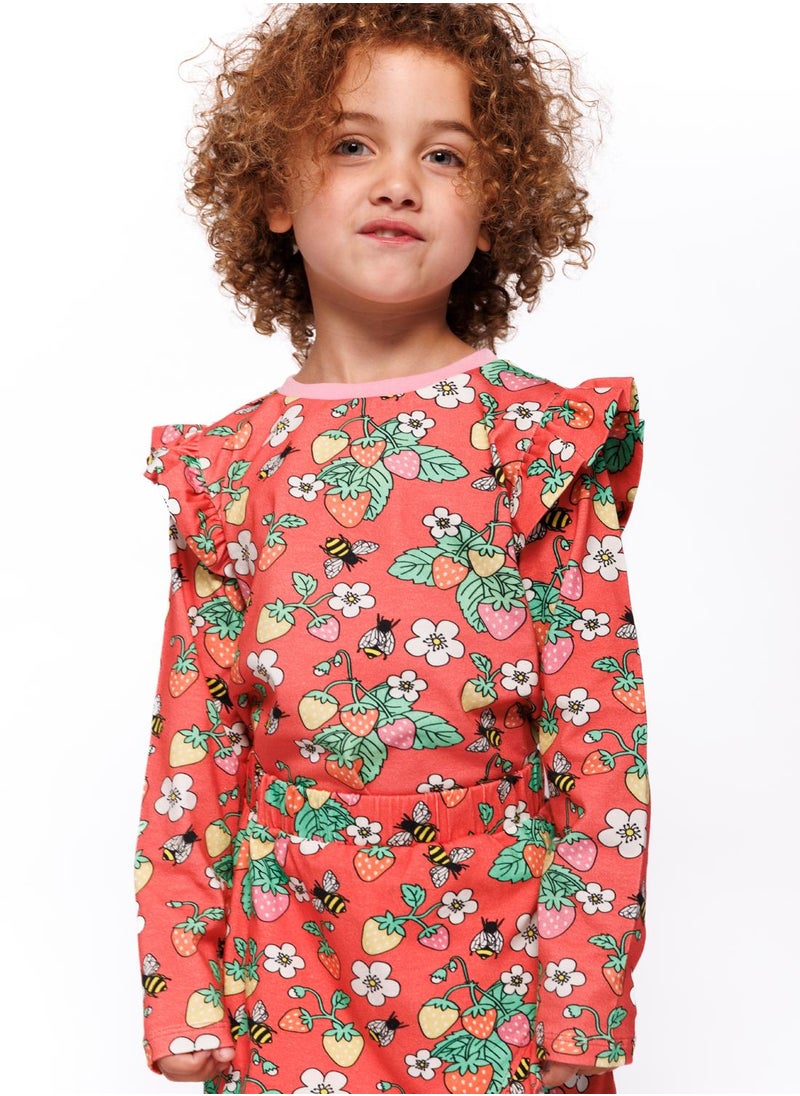 Long-sleeved top with strawberries