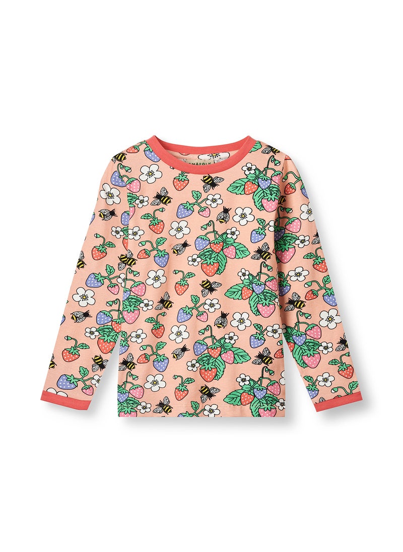 Long-sleeved top with strawberries