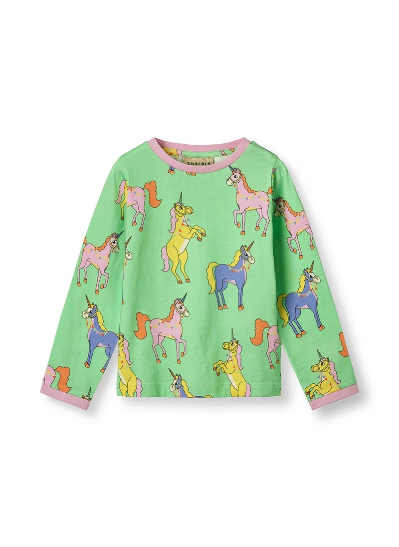 Long-sleeved top with unicorns