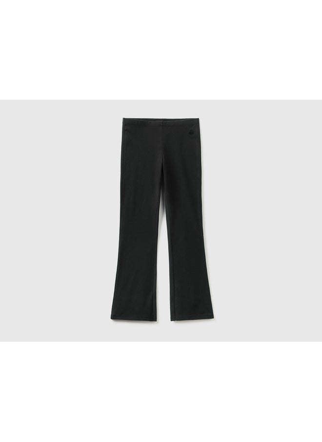 Flared Leggings In Stretch Cotton