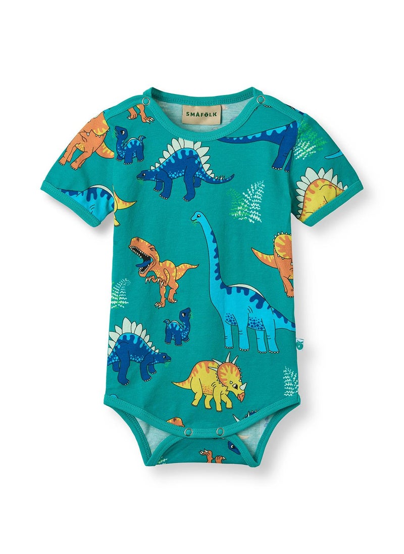 Short-sleeved baby body with dinosaurs