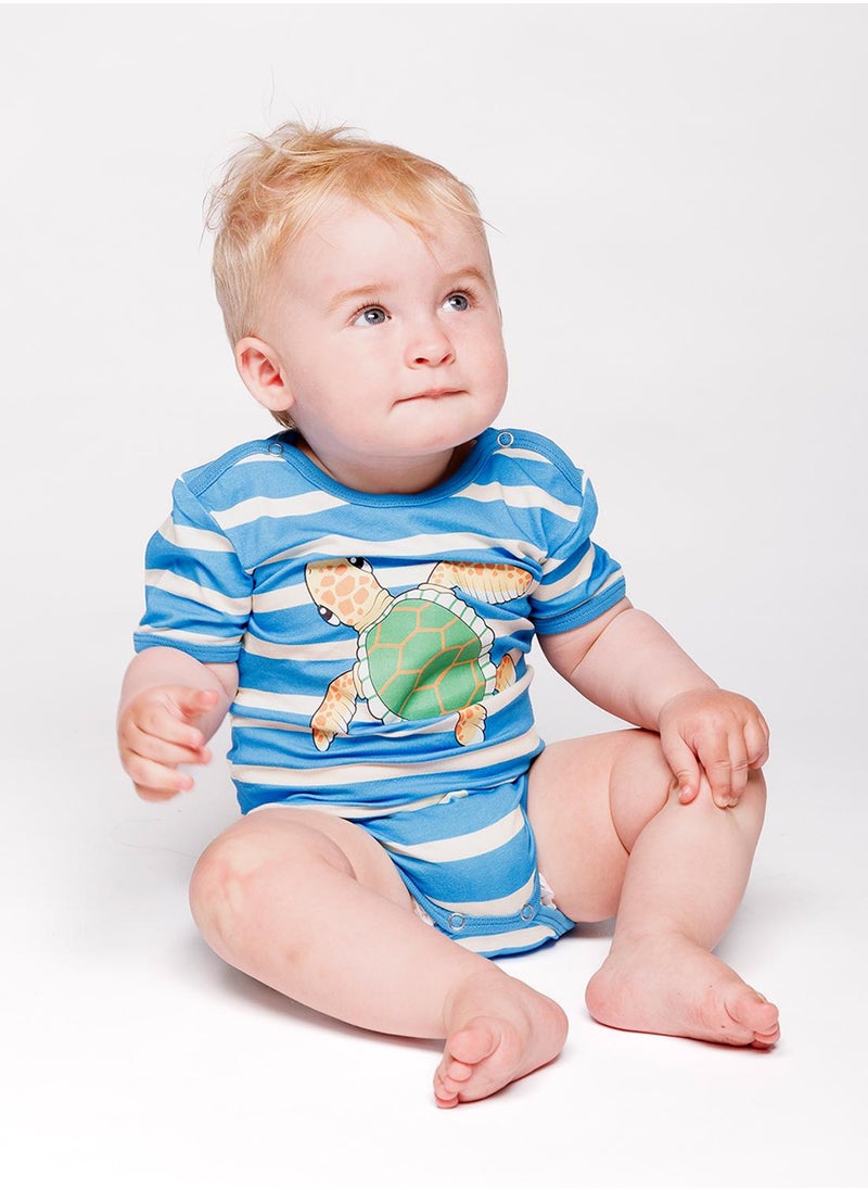 Short-sleeved baby body with sea turtle