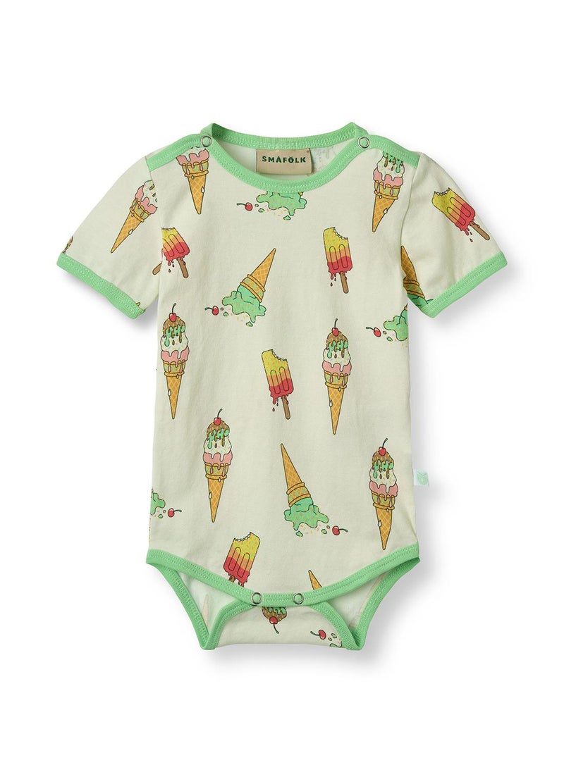Short-sleeved baby body with ice cream