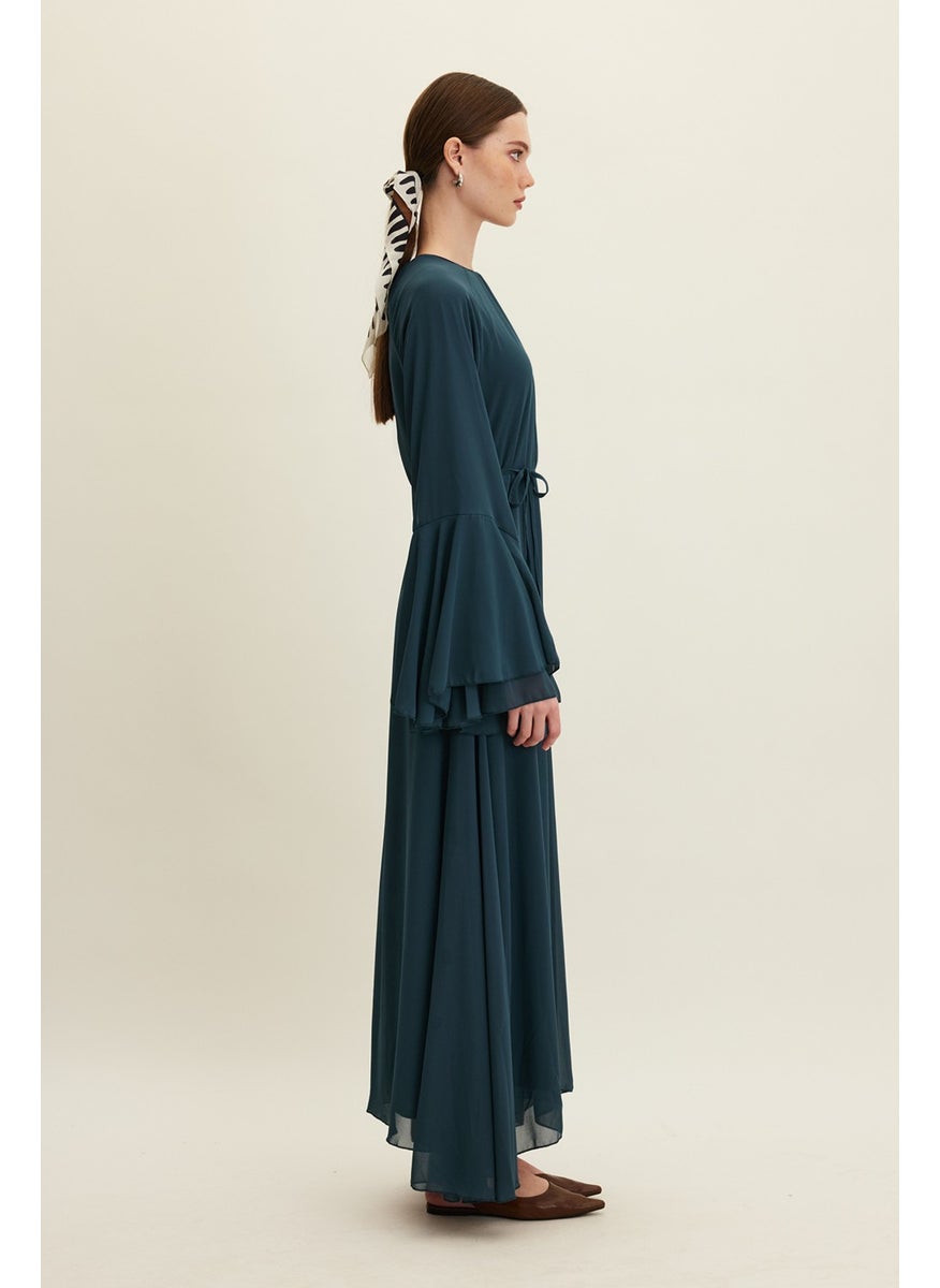 Chiffon Flounce Dress Petrol