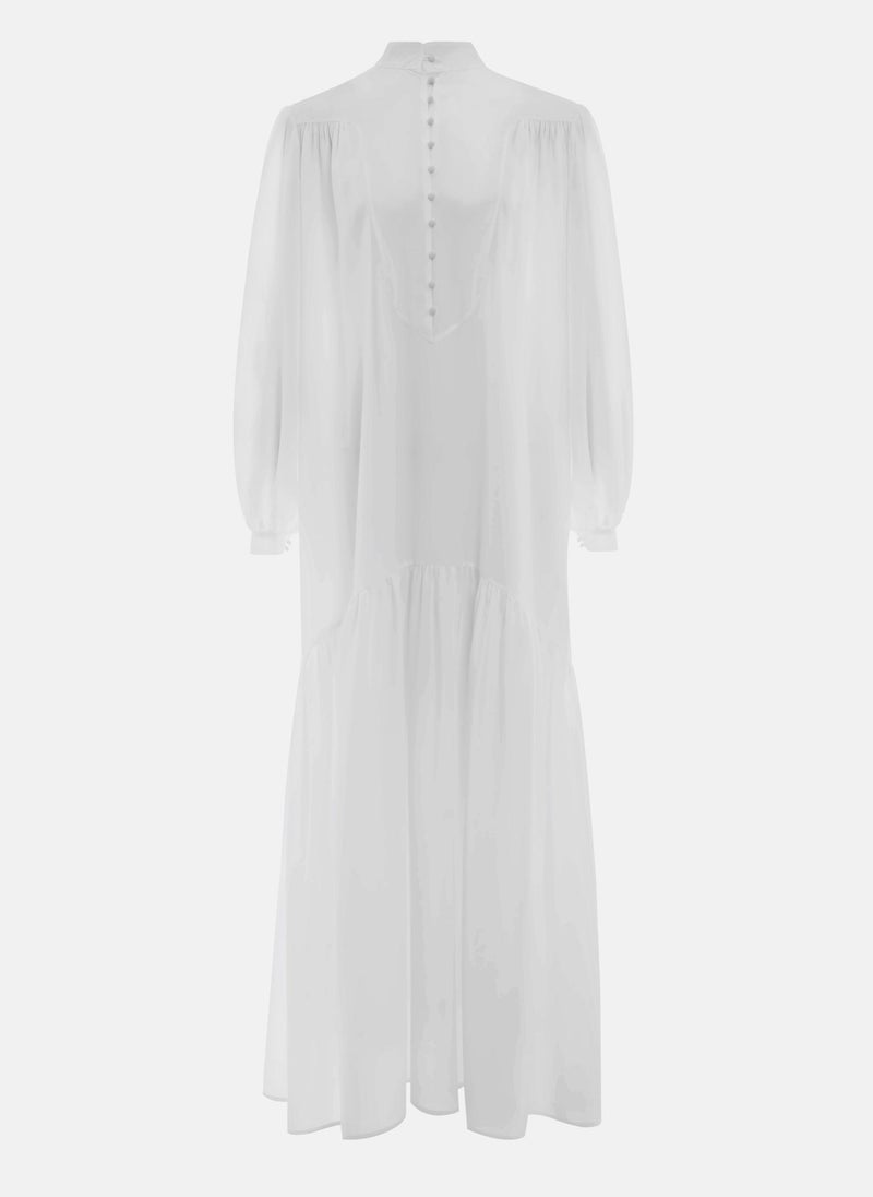 Voluminous maxi dress with long sleeves