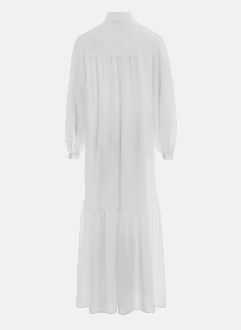 Voluminous maxi dress with long sleeves