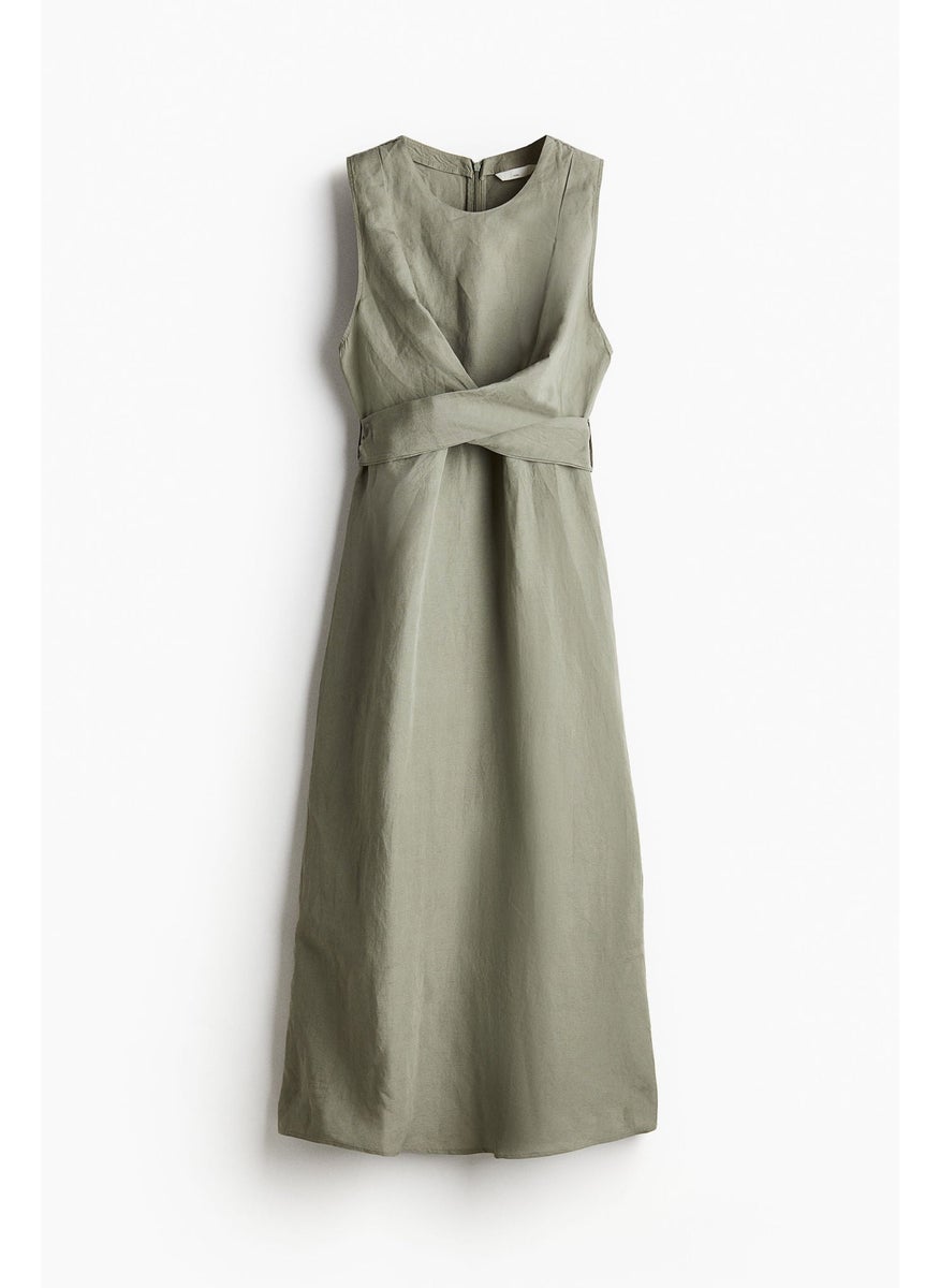 Mama Linen-Blend Nursing Dress