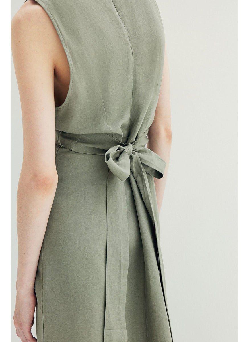Mama Linen-Blend Nursing Dress