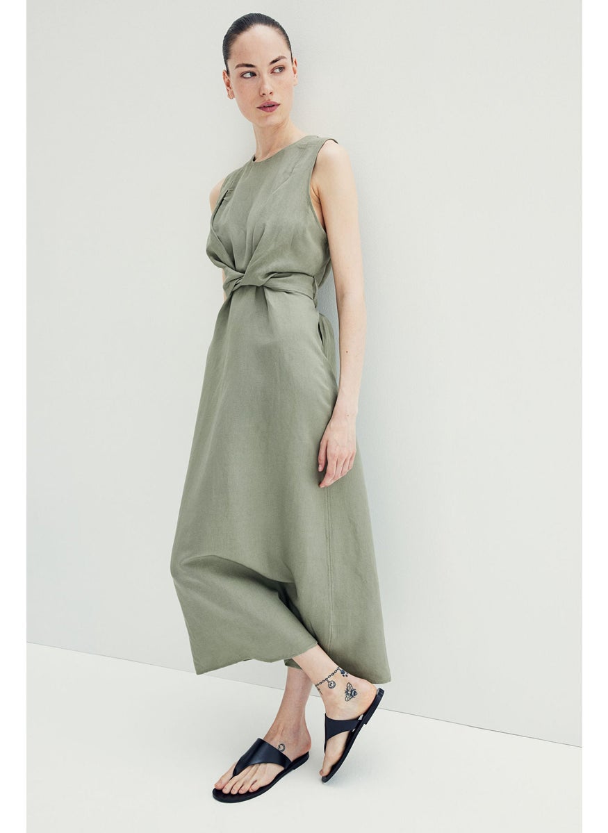Mama Linen-Blend Nursing Dress