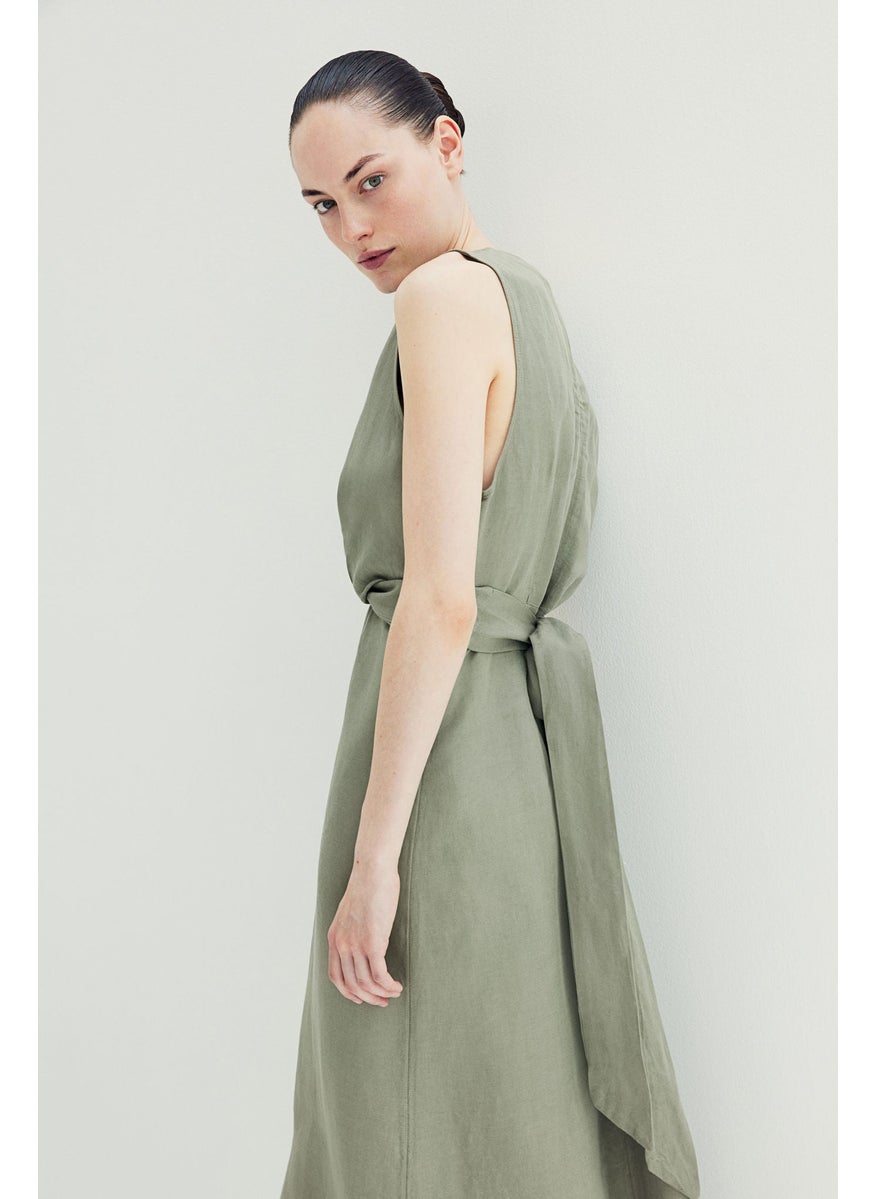 Mama Linen-Blend Nursing Dress