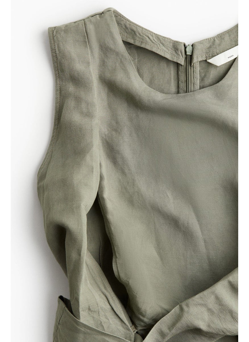 Mama Linen-Blend Nursing Dress