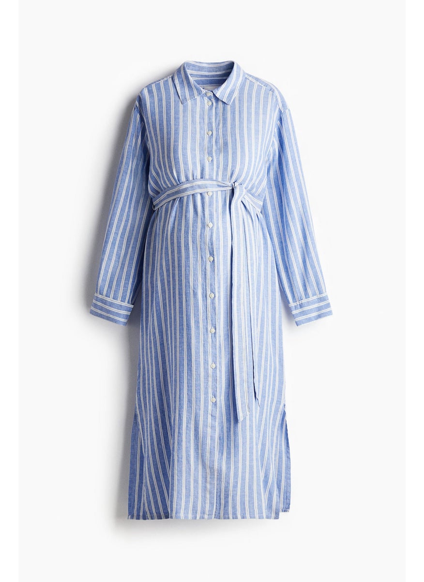 Mama Linen-Blend Shirt Dress