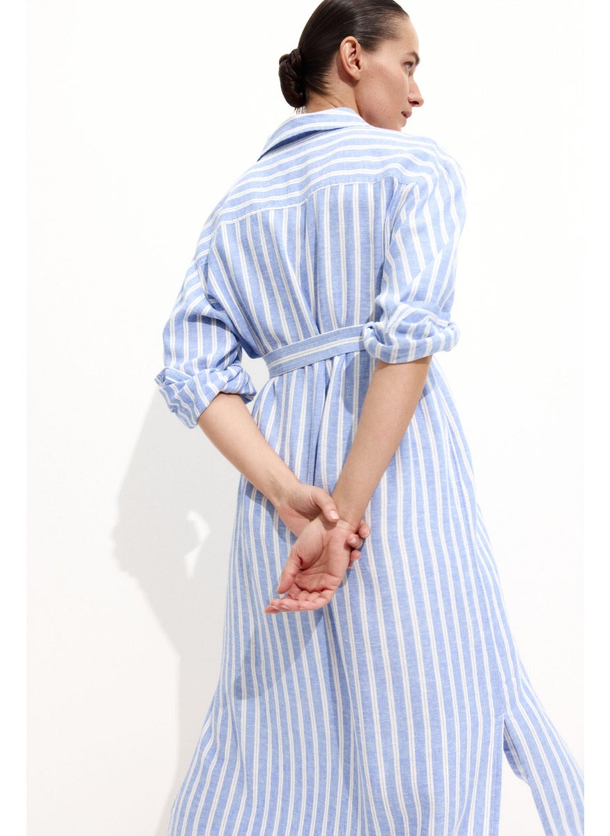 Mama Linen-Blend Shirt Dress