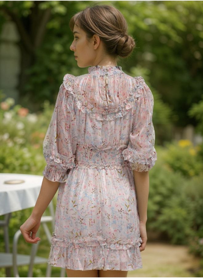 Women Fit and Flared Party Wear Floral Print Mini Dress
