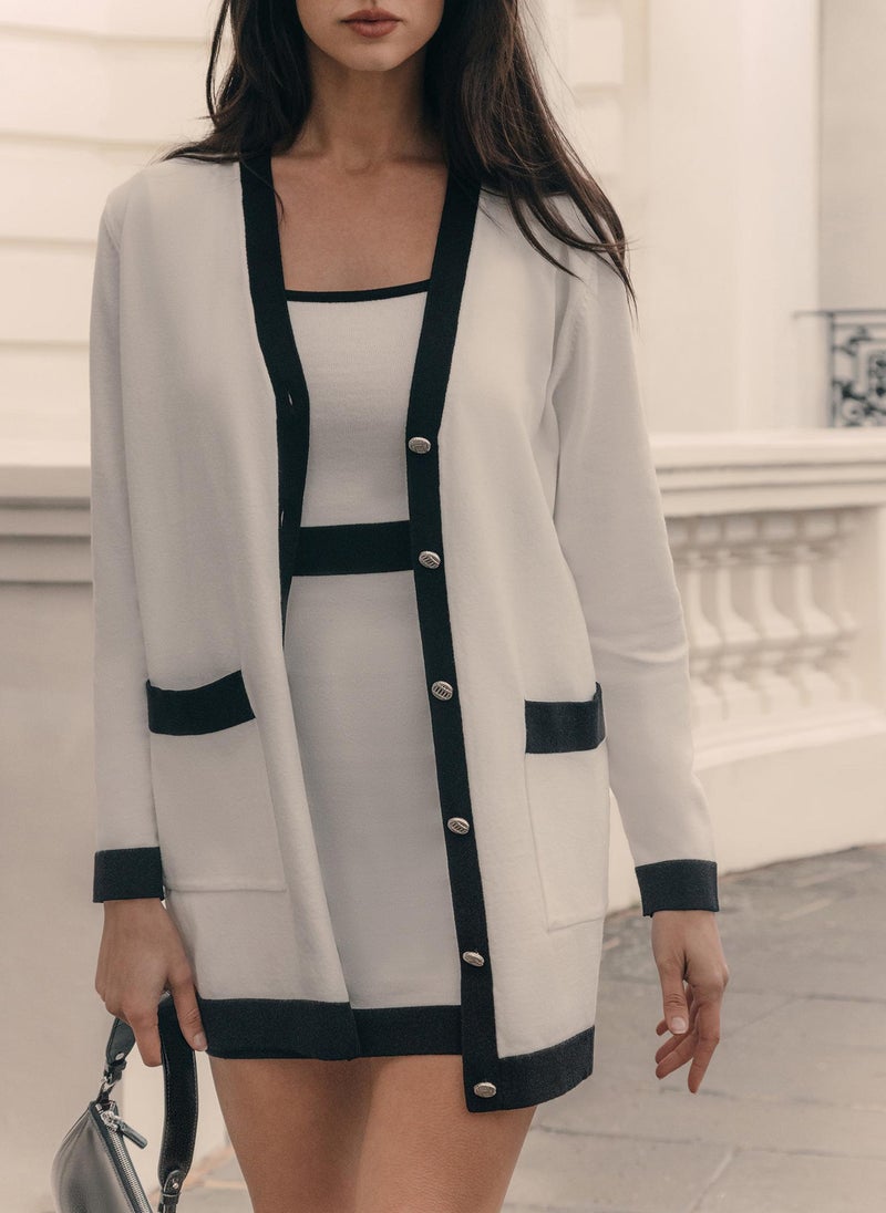 Knitted mini dress with square neckline