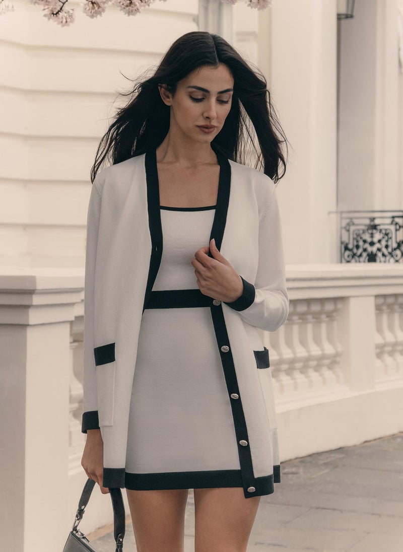Knitted mini dress with square neckline