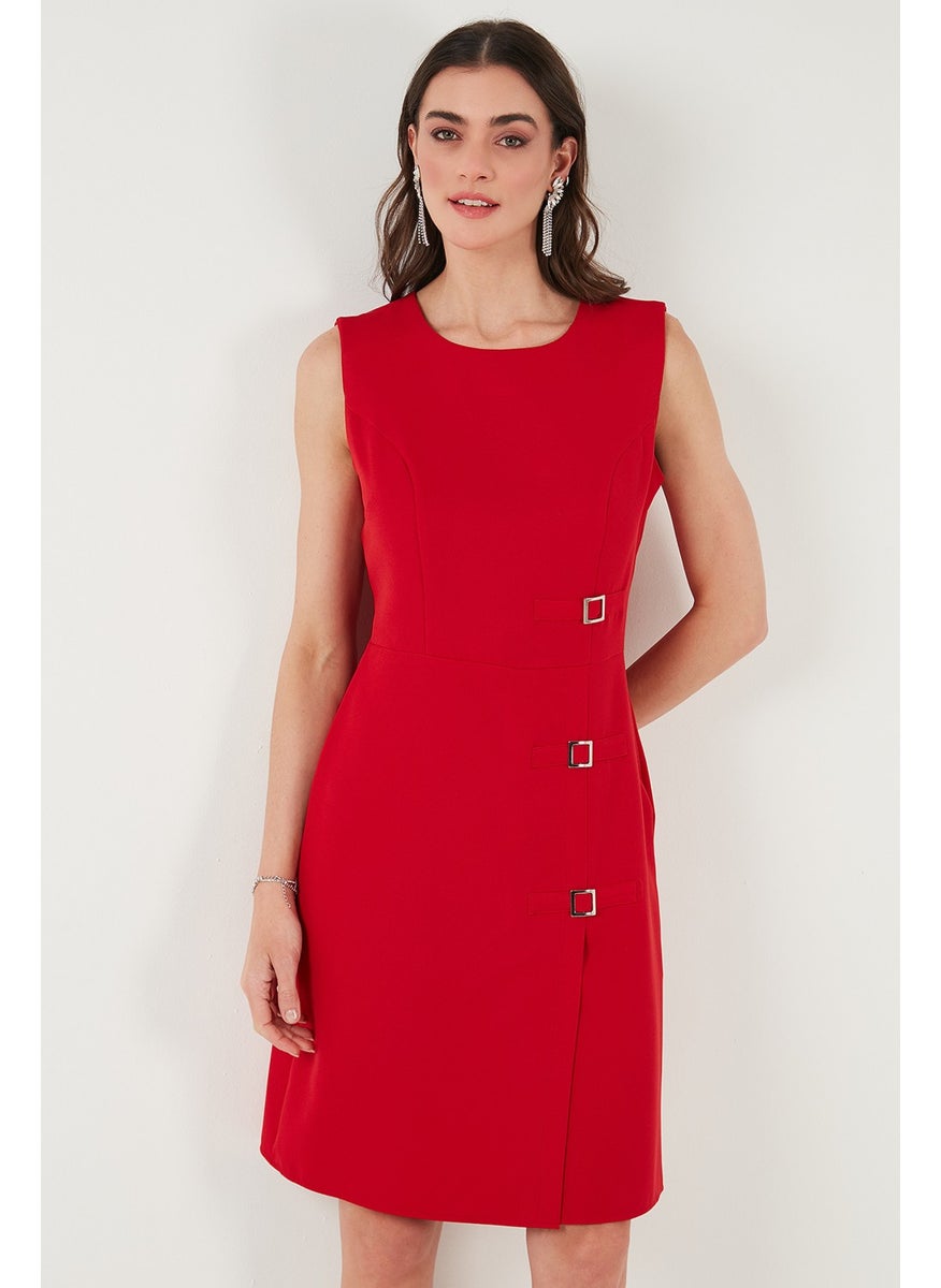 Standard Fit Belted Crew Neck Mini Dress Women's Dress 611EL1964