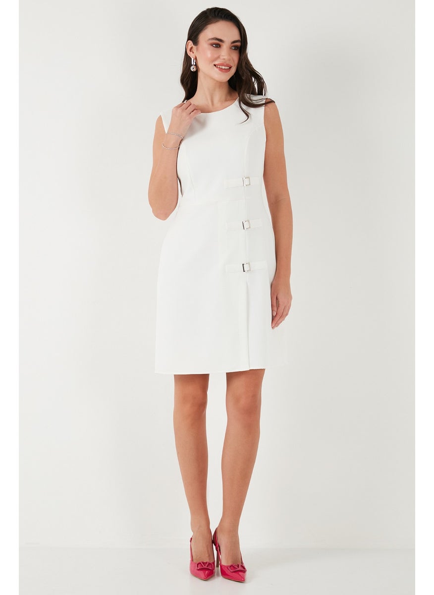 Standard Fit Belted Crew Neck Mini Dress Women's Dress 611EL1964