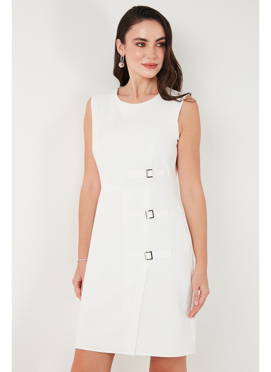 Standard Fit Belted Crew Neck Mini Dress Women's Dress 611EL1964