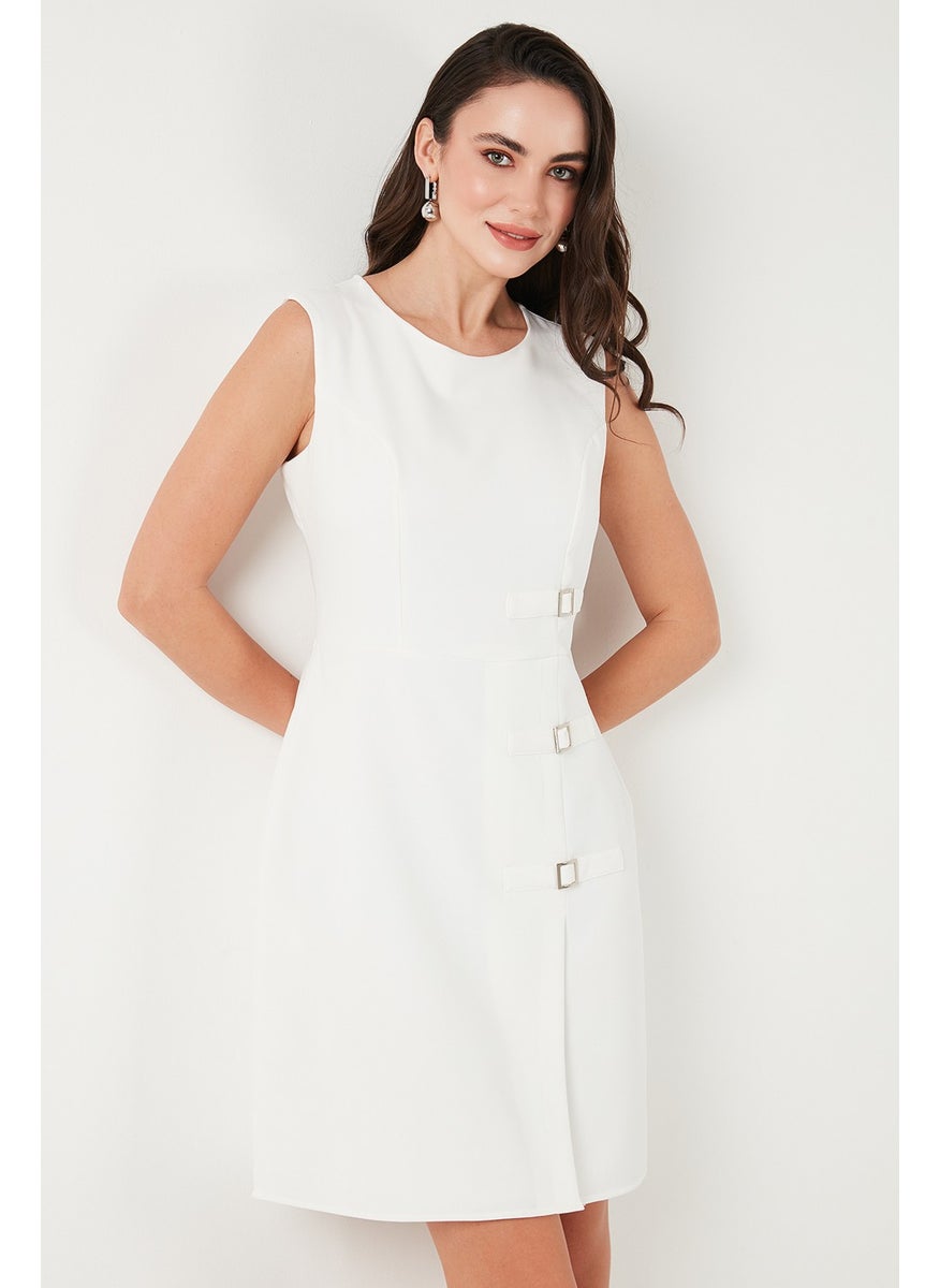 Standard Fit Belted Crew Neck Mini Dress Women's Dress 611EL1964