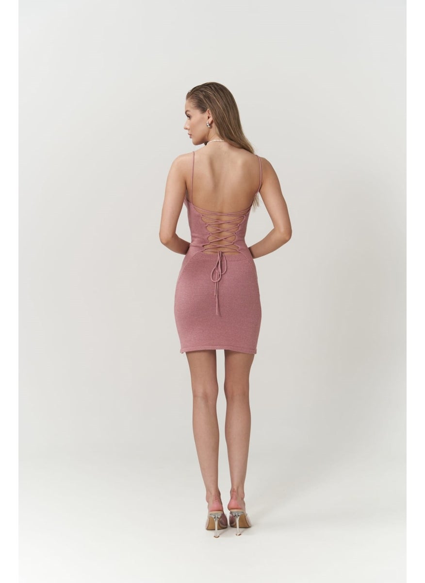 Sunrise Pink Backless Short Knit Dress