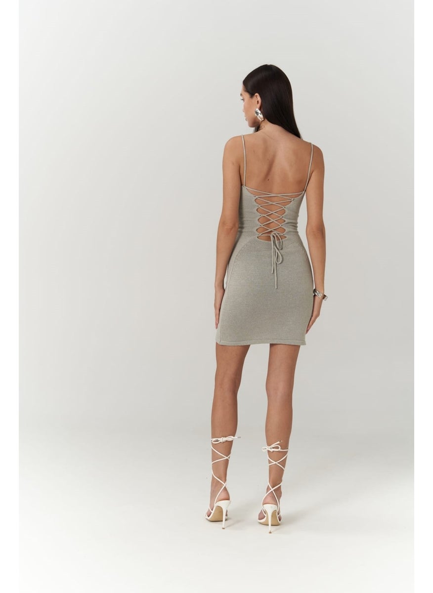Sunrise Gray Backless Short Knit Dress