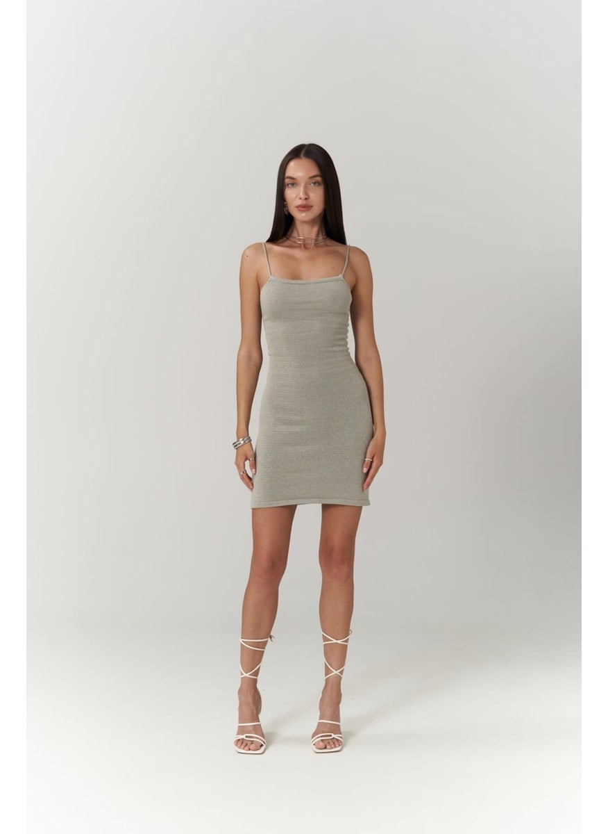 Sunrise Gray Backless Short Knit Dress