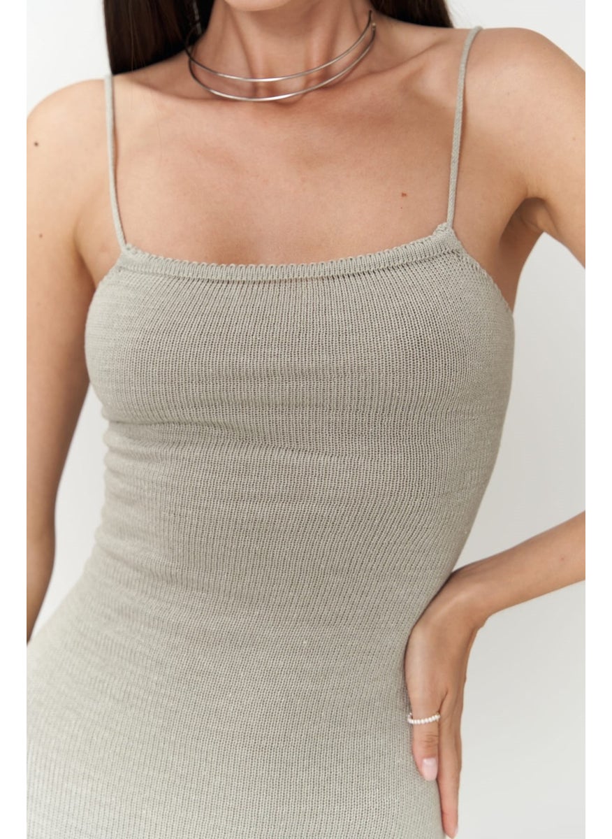 Sunrise Gray Backless Short Knit Dress