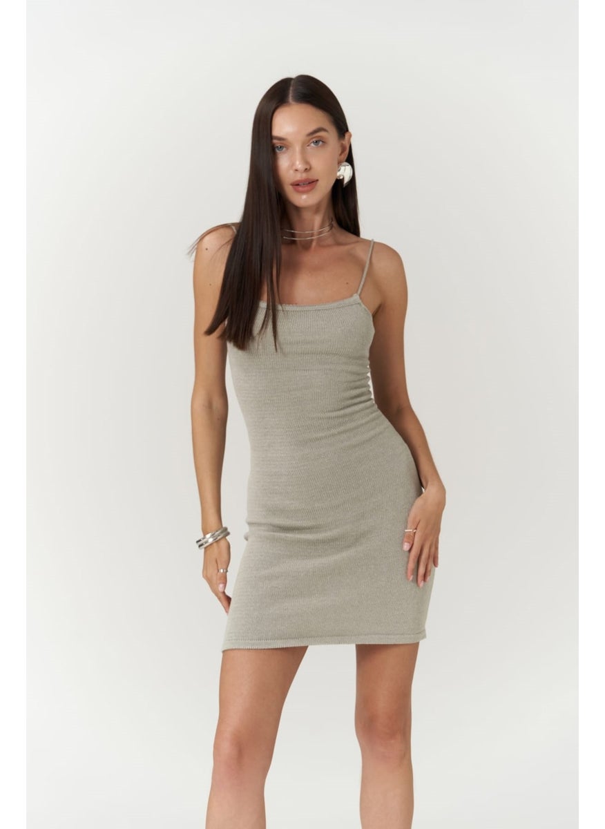 Sunrise Gray Backless Short Knit Dress