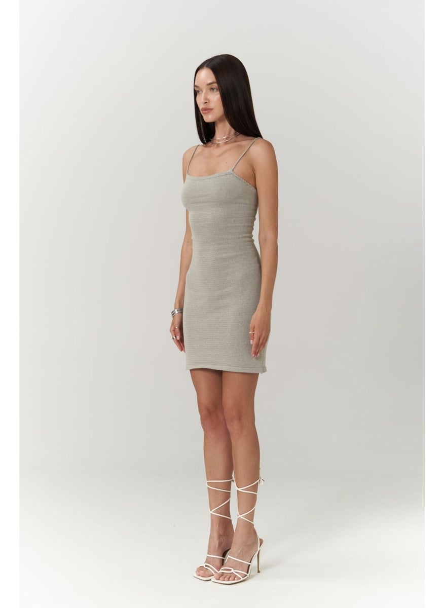 Sunrise Gray Backless Short Knit Dress