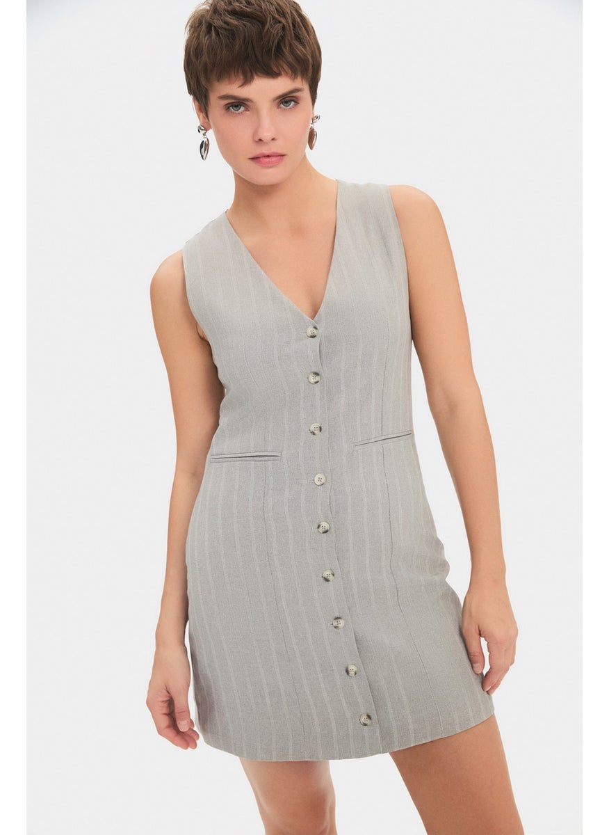 Women's V Neck Sleeveless Mini Vest Dress