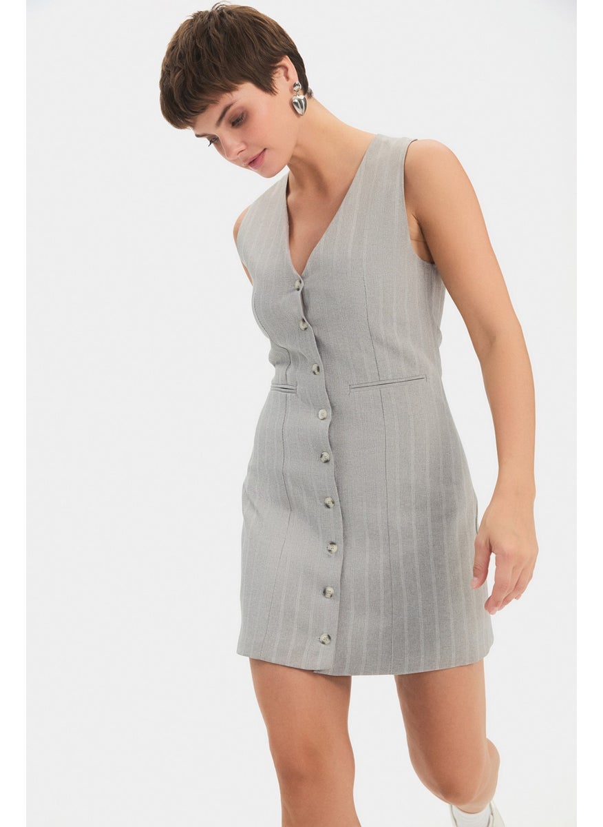 Women's V Neck Sleeveless Mini Vest Dress