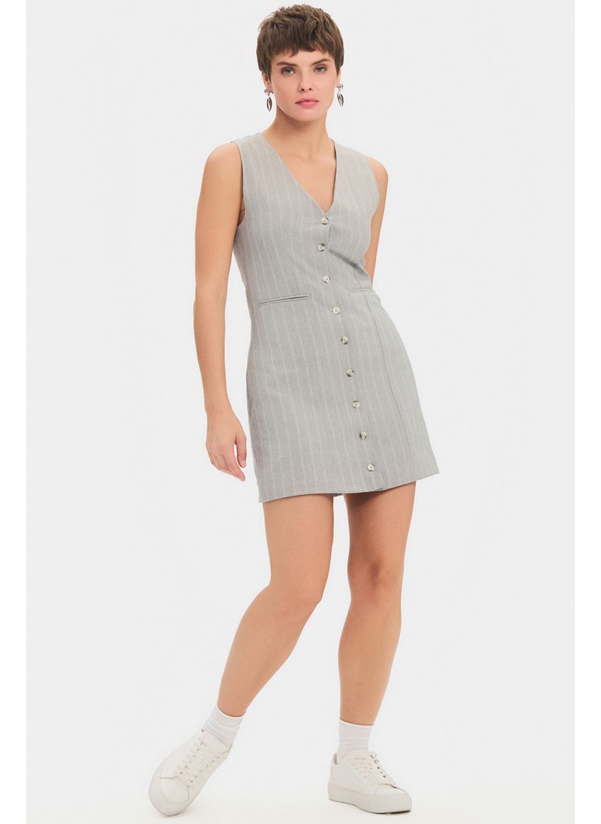Women's V Neck Sleeveless Mini Vest Dress