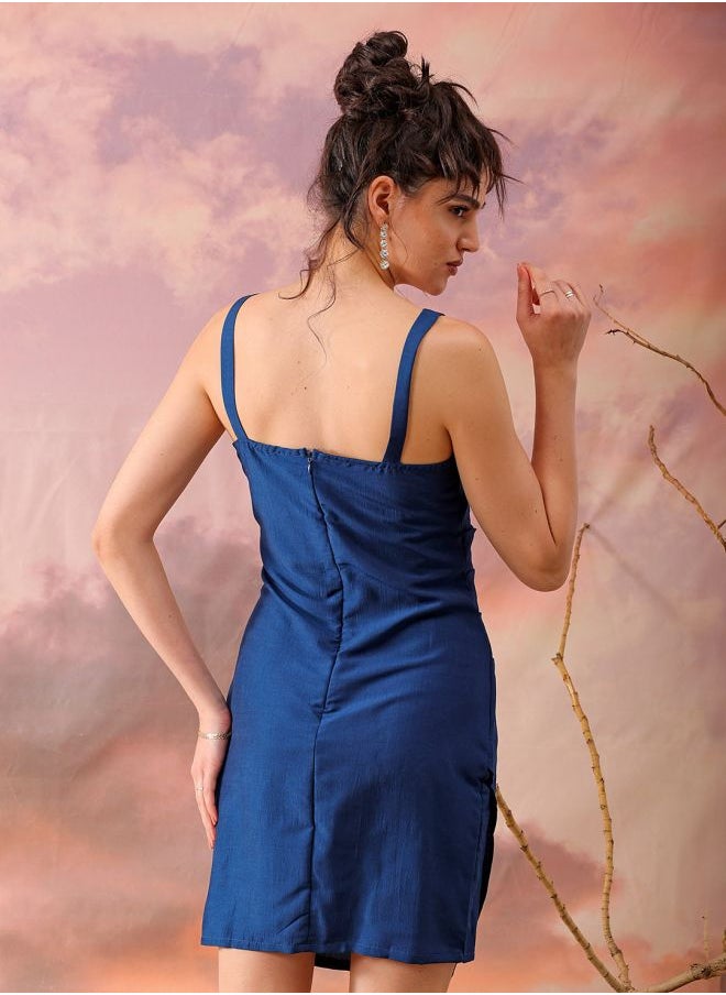 Women Fitted Casual Solid Gathered Dress