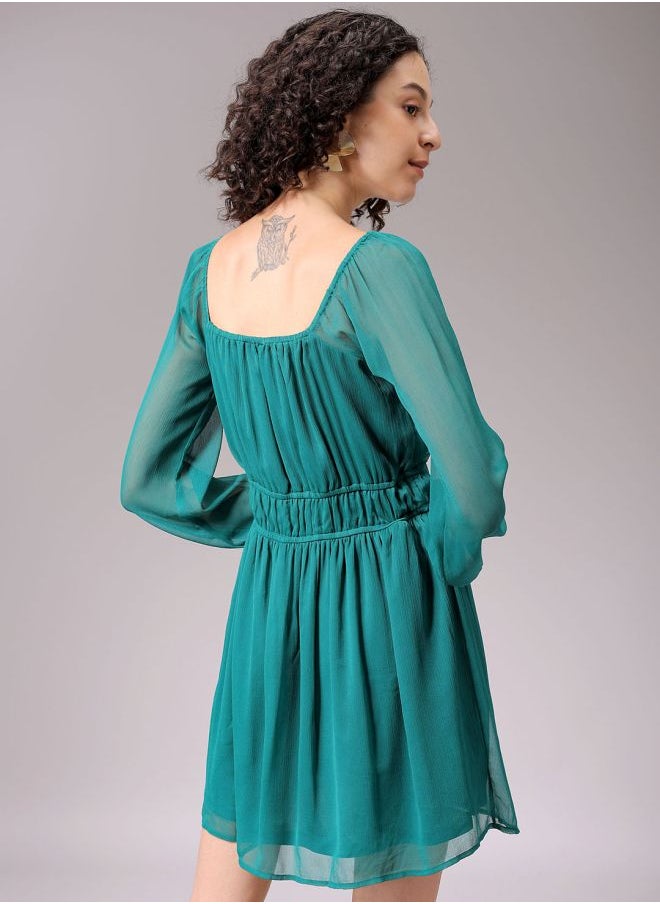 Women Fit and Flared Casual Solid Mini Dress