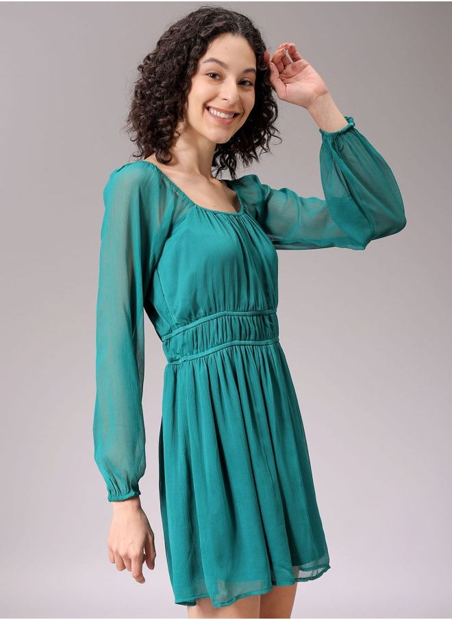 Women Fit and Flared Casual Solid Mini Dress