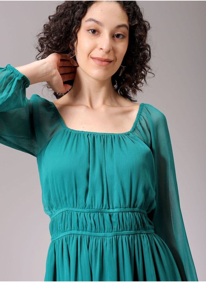 Women Fit and Flared Casual Solid Mini Dress