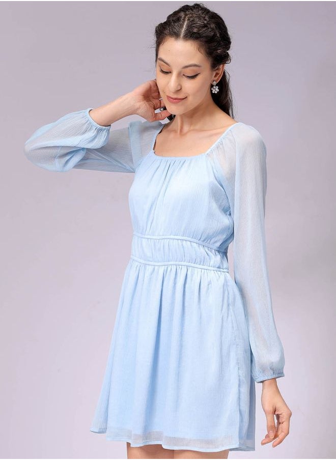 Women Fit and Flared Casual Solid Mini Dress