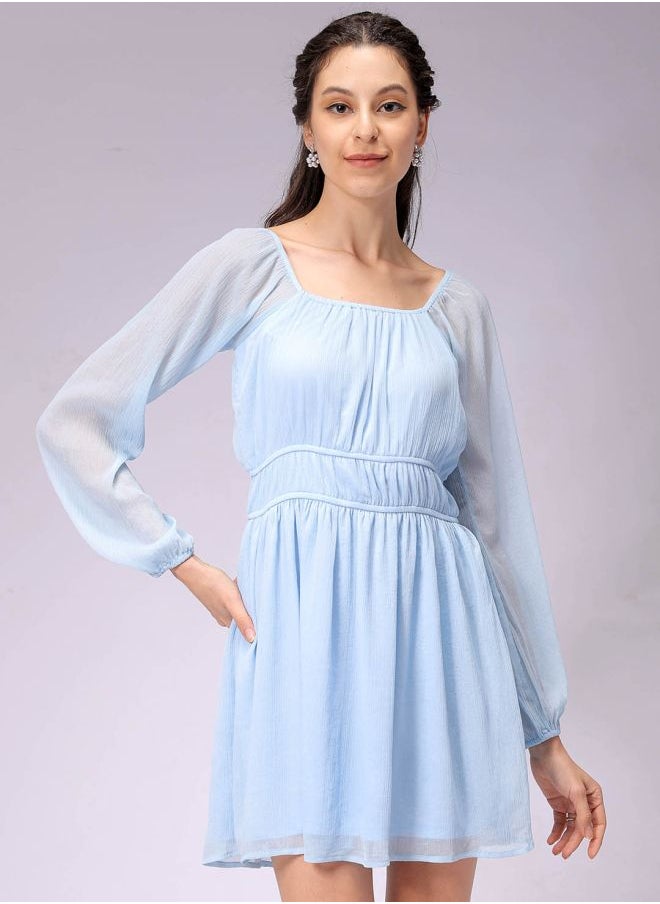 Women Fit and Flared Casual Solid Mini Dress